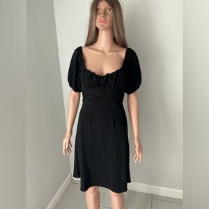 Derek Heart Black Puff-Sleeve Mini Dress
